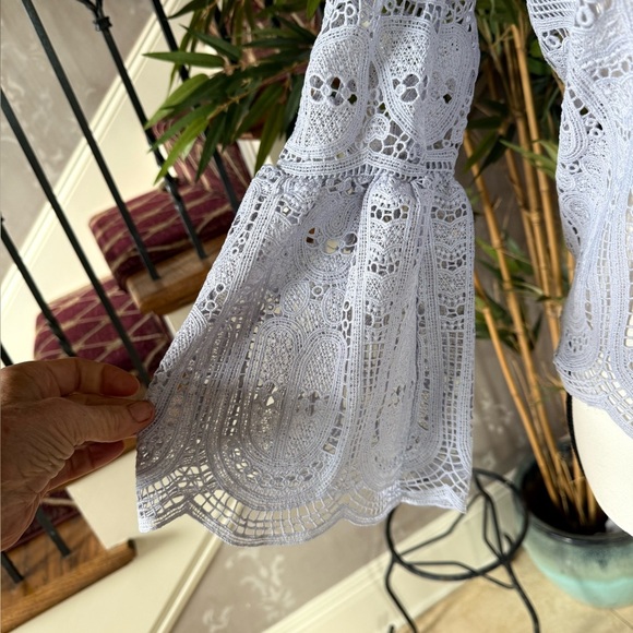 I MADELINE long sleeve small crocheted top bell sleeves NWT baby blue - Picture 4 of 12